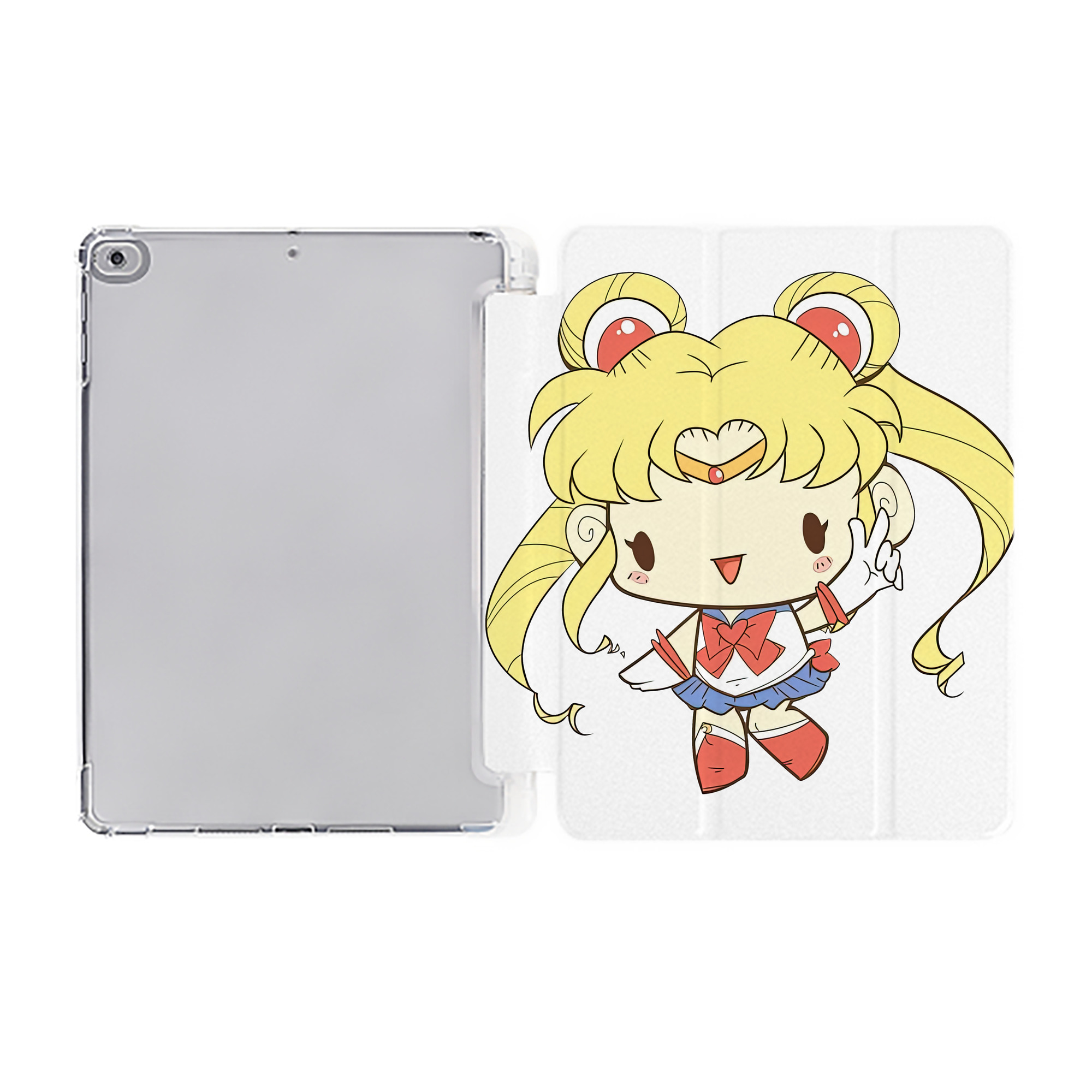 （画像用） 美少女戦士セーラームーン 月野 うさぎ つきの うさぎ Sailor Moon Tsukino Usagi IPad ケース ペン収納付き 三つ折りスタンド PUレザー×シリコン 対応機種9.5/10.5/10.9インチ